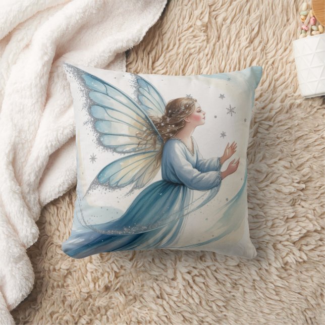 Coussin Art aquarelle de fée de neige d'hiver  (Couverture)