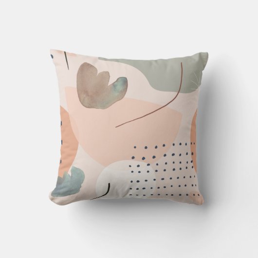 Coussin Art aux tons abstraits pêche et terreux (Recto)