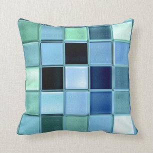 Coussin Art bleu vert de mosaïque de carreau de plage