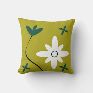 Coussin Art botanique abstrait de fleur de marguerite mini