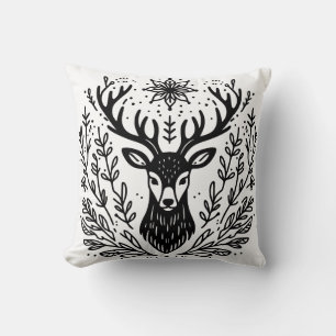 Coussin Art botanique de cerfs retors