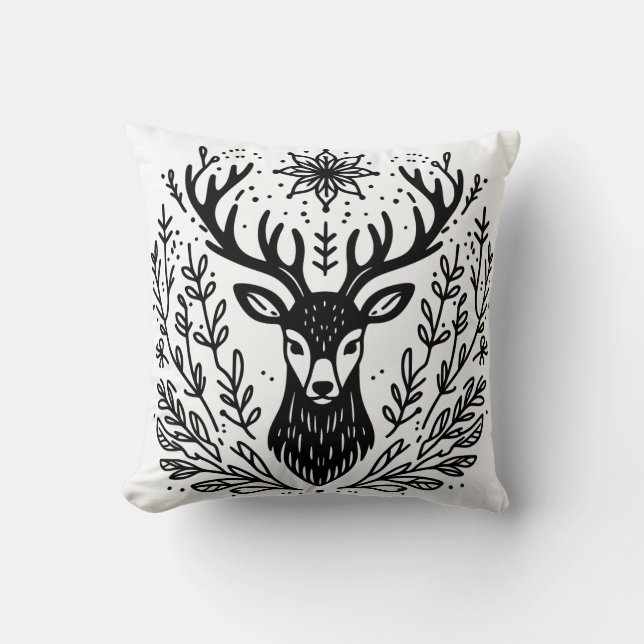 Coussin Art botanique de cerfs retors (Recto)