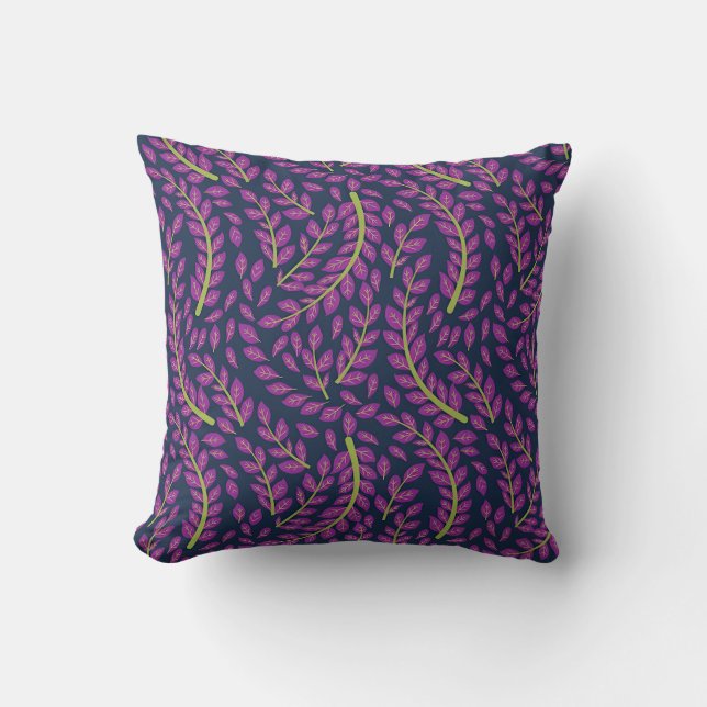 Coussin Art botanique harmonieux sur fond bleu foncé (Recto)