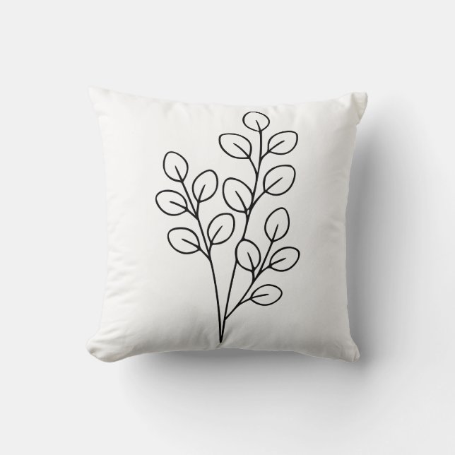 Coussin Art botanique minimaliste Eucalyptus (Recto)