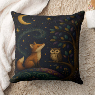 Coussin Art d'animaux fantaisistes de la forêt, renard et 