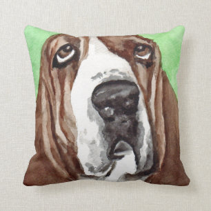 Coussin Art d'aquarelle de Basset Hound
