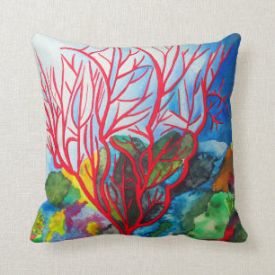 Coussin Art d'aquarelle de la Grande barrière de corail d
