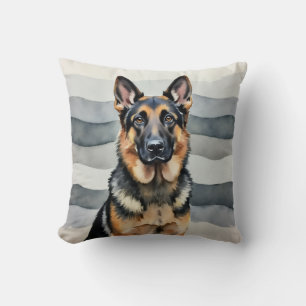 Coussin Art de Berger belge à l'aquarelle avec vague douce