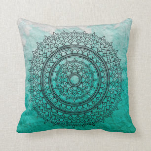 Coussin Art de Bohème de fleur de mandala de jolie