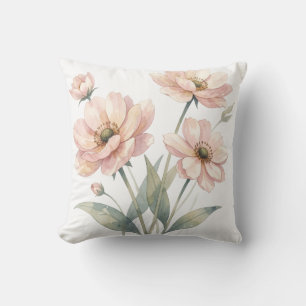 Coussin Art de bouquet aquarelle rose tendre floral