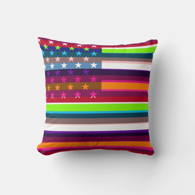 Coussin Art de bruit de drapeau américain 4 (Recto)