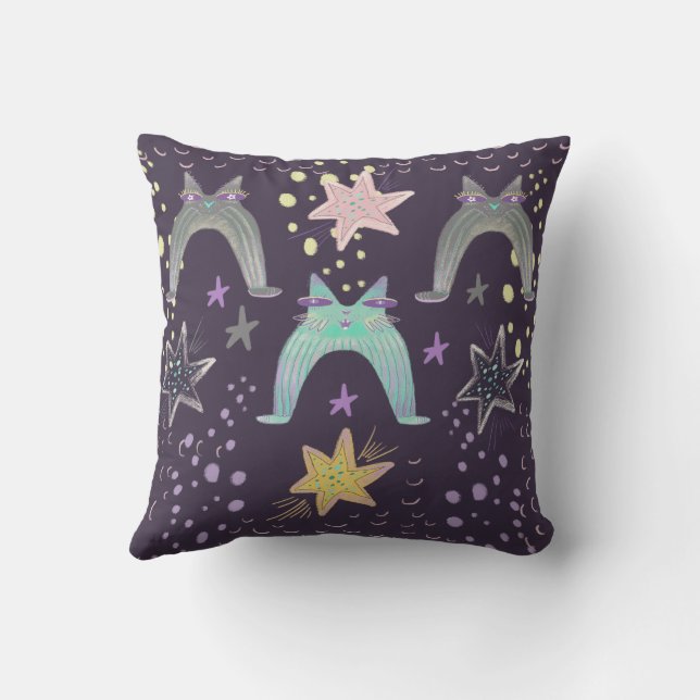 Coussin art de chat arc-en-ciel  (Verso)