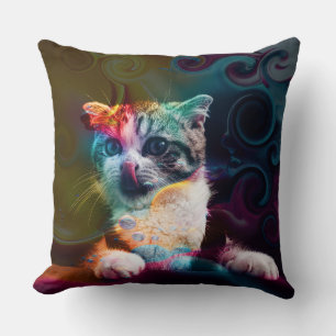 COUSSIN ART DE CHAT COLORÉ DRÔLE ET TENDANCE
