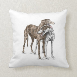 Coussin Art de chien de deux amis de lévrier
