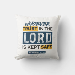 Coussin Art de citation biblique - Proverbes 29:25 Confian