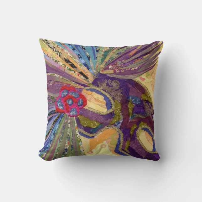 Coussin Art de collage de masque de mardi gras (Recto)