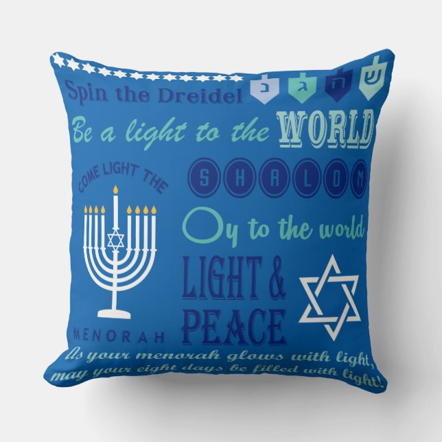 Coussin Art de collage de typographie de Hannukah (Recto)
