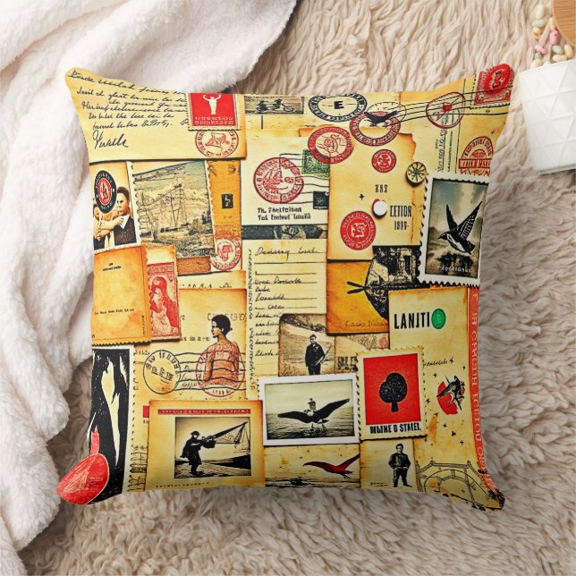 Coussin Art de collage sur papier vintage (Couverture)