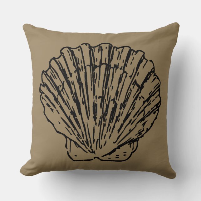 Coussin Art de coquillage noir vintage (Recto)