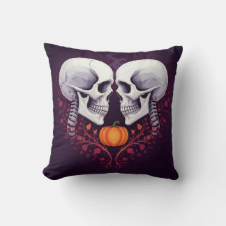 Coussin Art de crâne de romance gothique