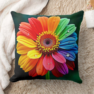 Coussin Art de fleur à pétale arc-en-ciel