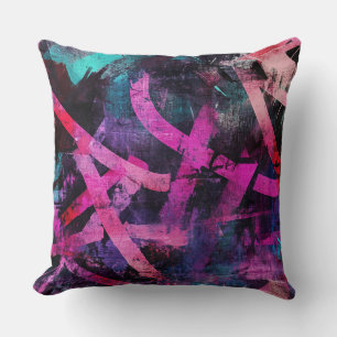 Coussin Art de graffiti urbain brut avec des traits de pei