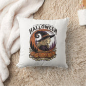 Coussin Art de gravure de lune de citrouille de Halloween (Couverture)