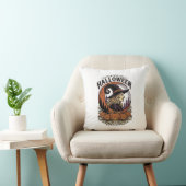 Coussin Art de gravure de lune de citrouille de Halloween (Chaise)