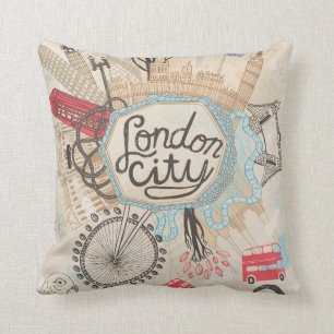 Coussin Art de griffonnage de ville de Londres