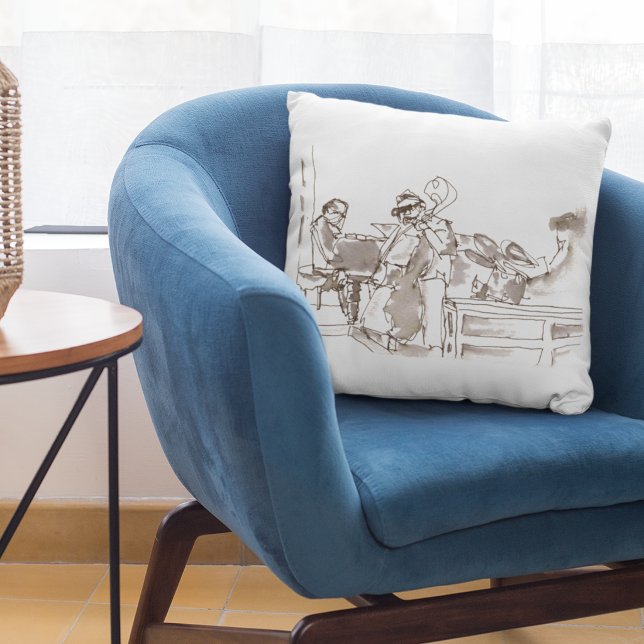 Coussin art de groupe de jazz (Créateur téléchargé)