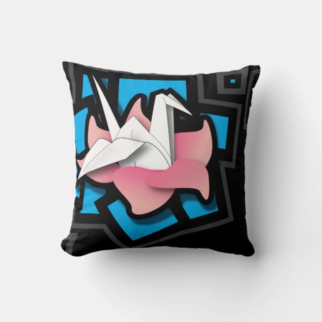 Coussin Art de grue sur le noir (Recto)