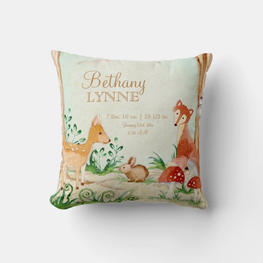 Coussin Art de hibou de lapin de Fox de cerfs communs (Recto)