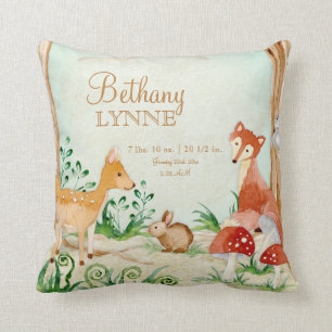 Coussin Art de hibou de lapin de Fox de cerfs communs