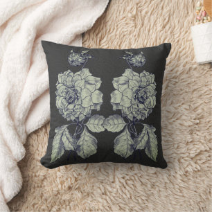 Coussin Art de la fleur de pivoine argentée