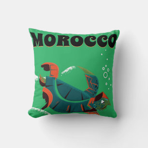 Coussin art de l'affiche de voyage vintage Maroc