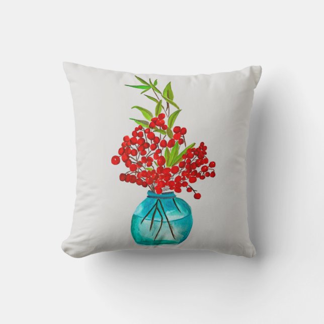 Coussin Art de l'aquarelle Red Berries (Recto)