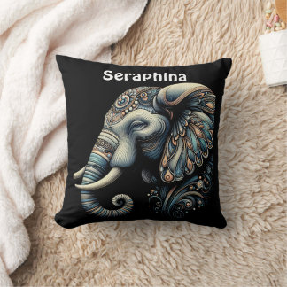 Coussin Art de l'éléphant de l'aube fleuri