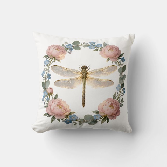 Coussin Art de libellule à l'éclat éthéré (Recto)