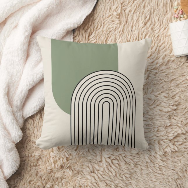 Coussin Art de ligne du milieu du siècle avec arche verte (Couverture)