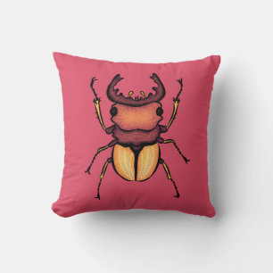 Coussin Art de l'odeur d'insectes du coléoptère rose