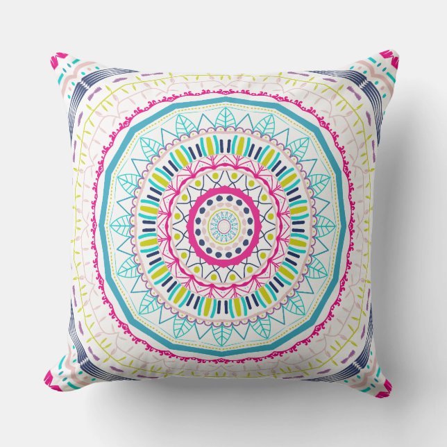 Coussin Art de mandala coloré vibrant (Recto)