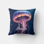 Coussin Art de méduse, nom en écriture blanche (Verso)