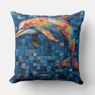 Coussin Art de mosaïque de dauphin