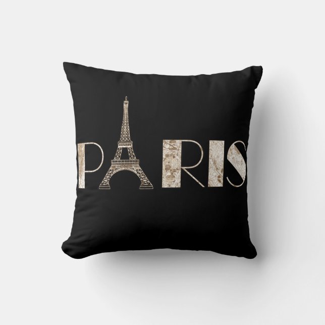 Coussin Art de mot de Paris de carte du cru 1889 (Recto)