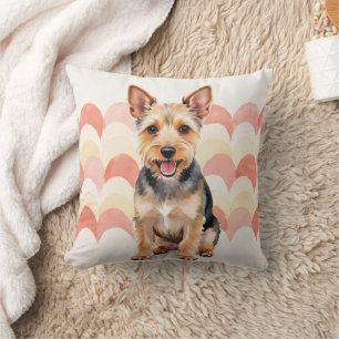Coussin Art de motif à coquille en aquarelle de Terrier Au