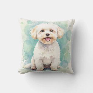 Coussin Art de motif bulle aquarelle Bichon Frise
