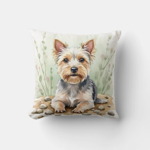 Coussin Art de motif de galet à l'aquarelle de Cairn Terri