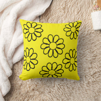 Coussin Art de nurserie floral jaune vif
