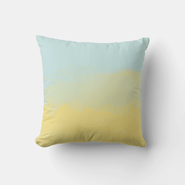 Coussin Art de peinture d'aquarelle de jaune de bleu de (Recto)