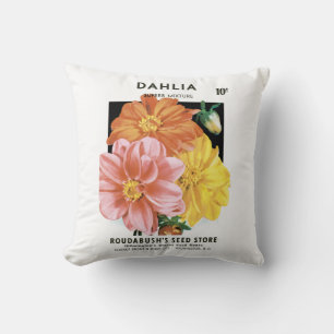 Coussin Art de pochette de graines vintage, fleurs de jard